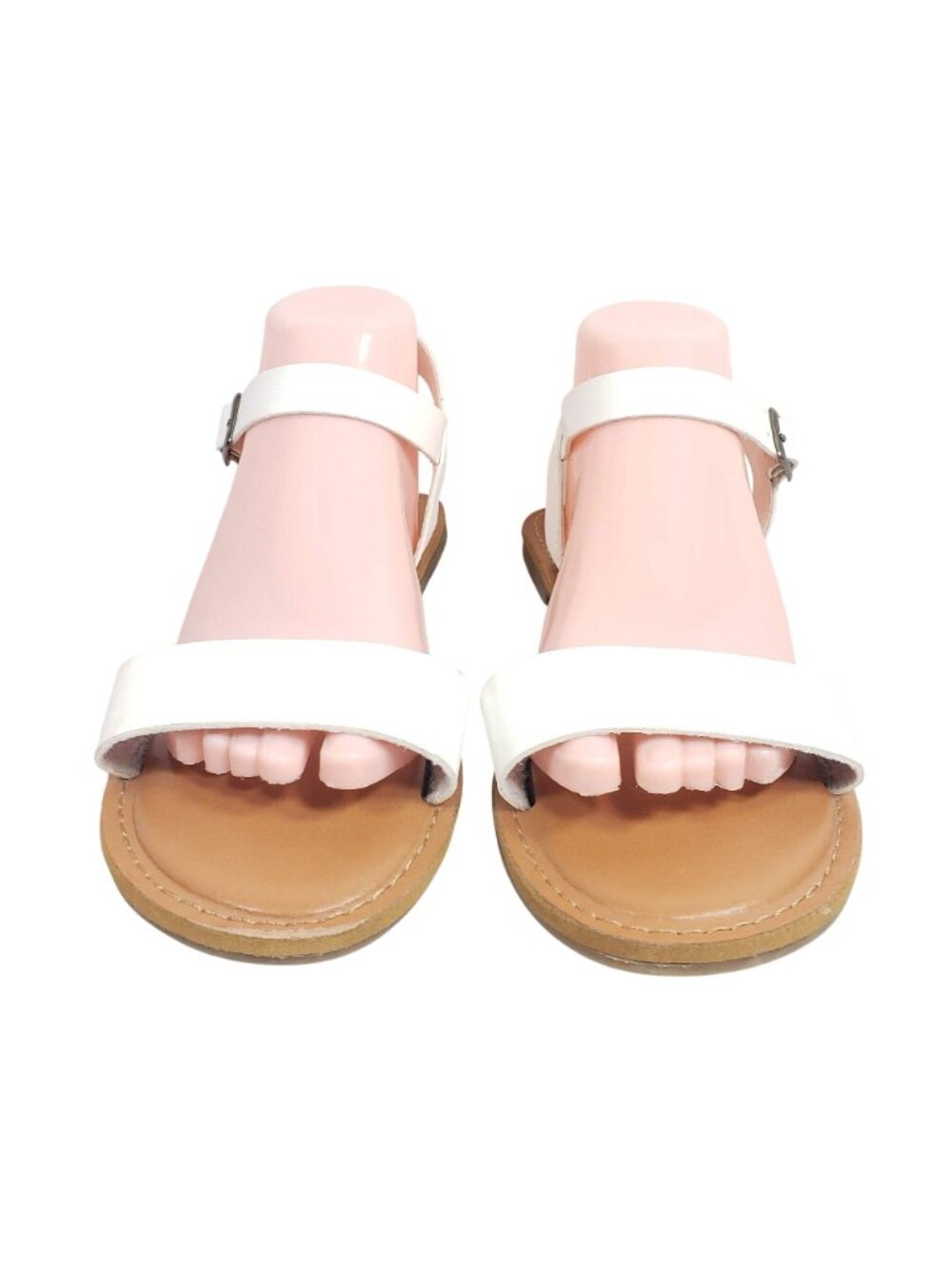 Rampage Open Toe Sandals Women's Size 9.5 White Faux Leather - Picture 4 of 7